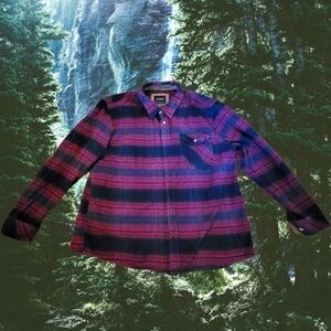 Button Up Plaid Flannel Shirt Mens 2XL Cotton Long Sleeve Corduroy cuffs T32 CQR